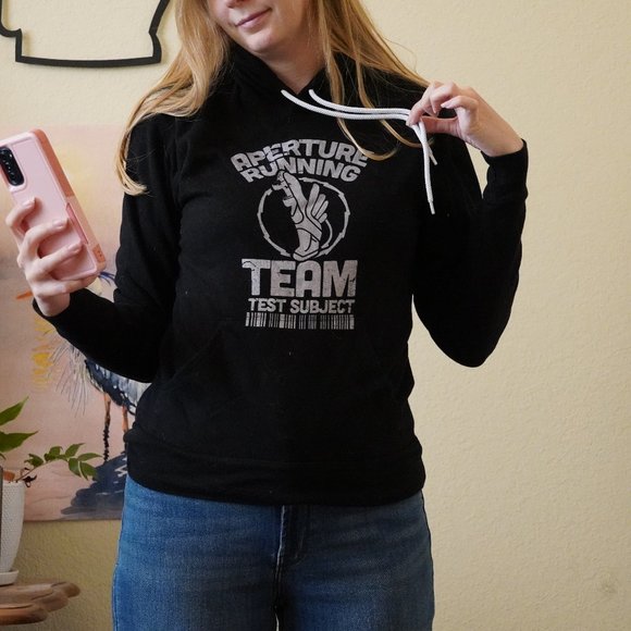 Active Fit Aperture Science Running Test Subject Portal Video Game Hoodie - Picture 5 of 5